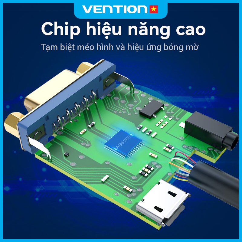 Bộ Chuyển Đổi HDMI Sang VGA Vention 1080P@60Hz, Có Âm Thanh Kết Nối Máy Tính, TV, Máy Chiếu, Xbox