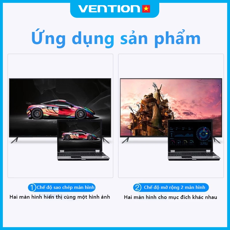 Bộ Chuyển Đổi HDMI Sang VGA Vention 1080P@60Hz, Có Âm Thanh Kết Nối Máy Tính, TV, Máy Chiếu, Xbox