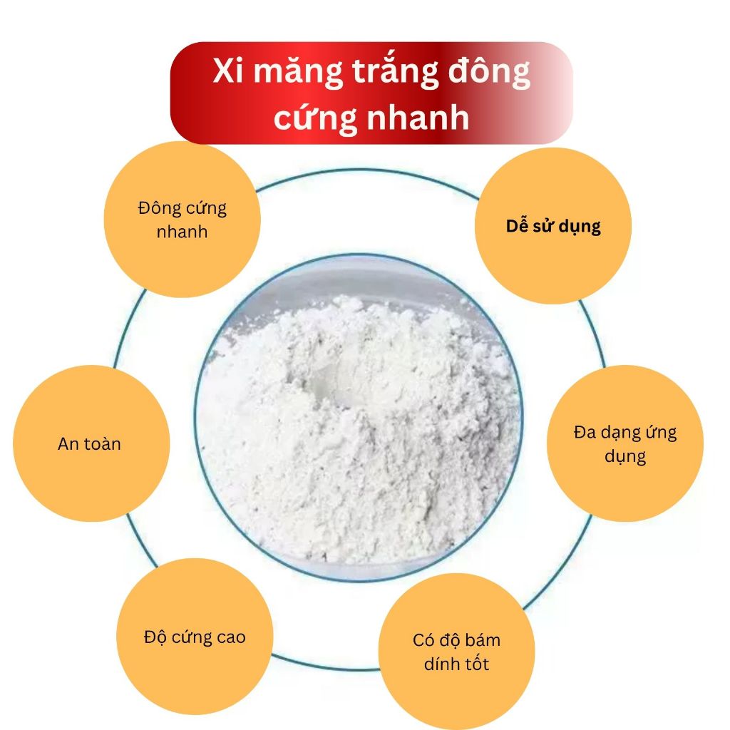 1kg _  Xi măng trắng sửa chữa nhà cửa khô nhanh, vữa chà ron tường và sàn cường độ cao, chất trám trét phòng tắm