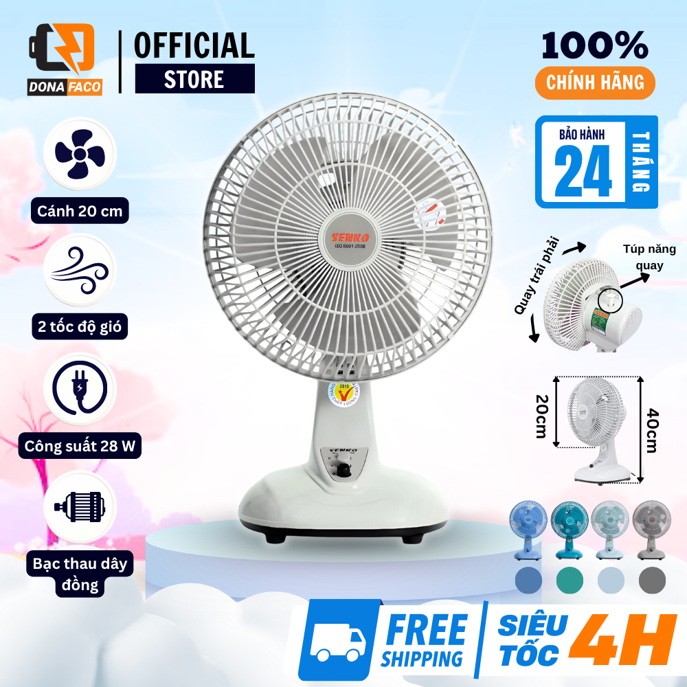 Quạt bàn mini Senko B102, quạt nhỏ để bàn học và bàn làm việc cắm điện ...