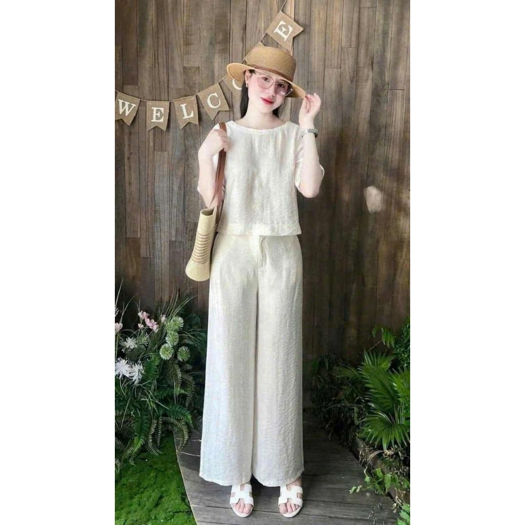 Bộ đũi nữ, đồ bộ nữ áo cổ tròn tay ngắn quần dài, chất đũi tơ xước mềm mát, nhiều size. quần trắng có lót