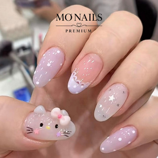 Nailbox Thiết Kế, Móng Úp, Móng Tay Giả Thạch Hồng Tím Hello Kitty P27