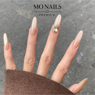 Nailbox Thiết Kế, Móng Úp, Móng Tay Giả Thạch Nâu Nude Tráng Gương Vàng Sang Chảnh P29