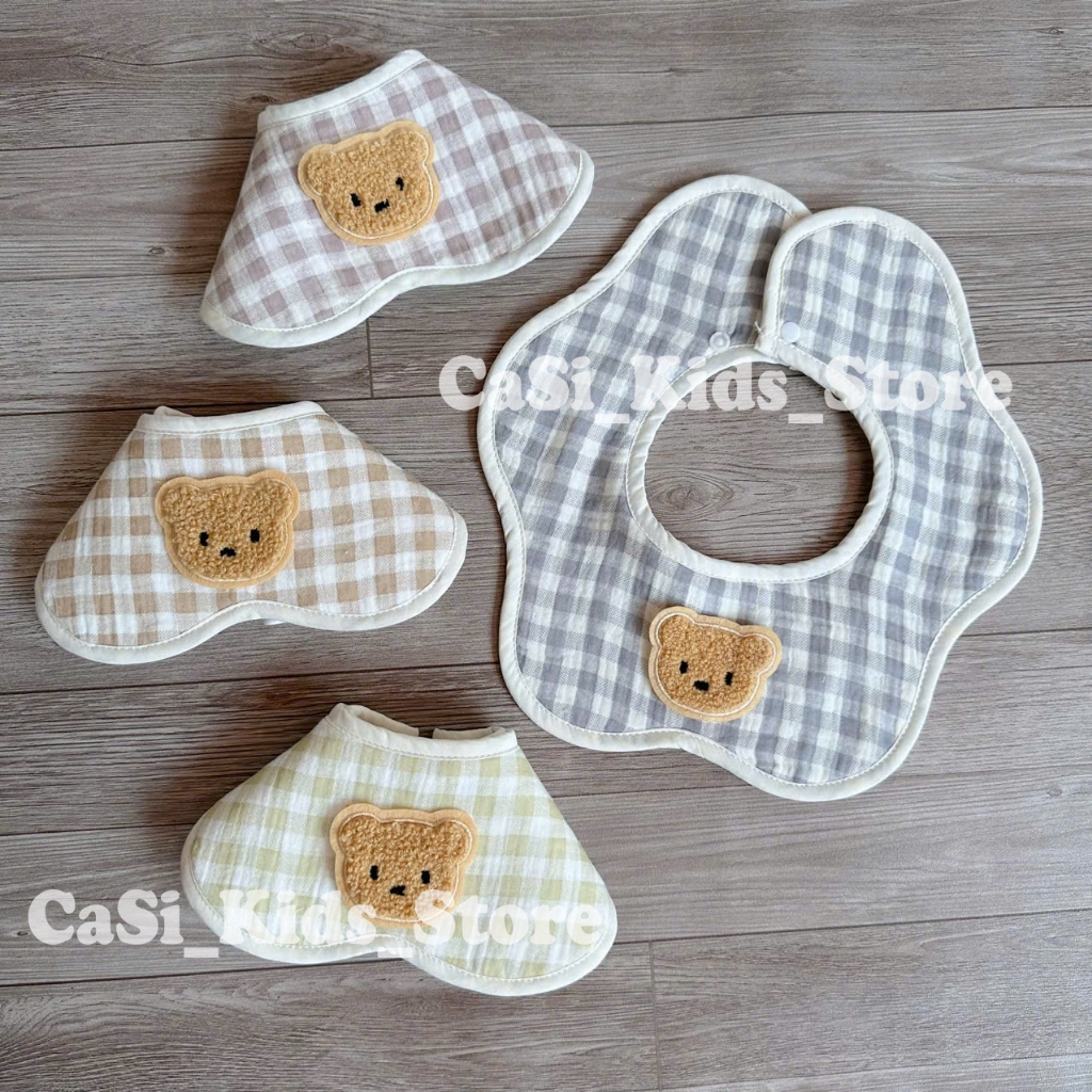 Yếm Xô Cho Bé/Yếm Hoa Bé Bé Xoay 360 Độ Chất Xô Muslin Mềm Mại Thấm Hút Tốt - CaSi