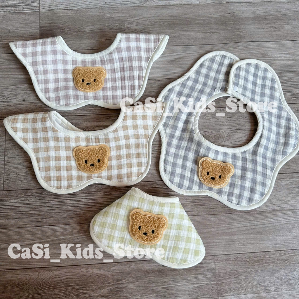 Yếm Xô Cho Bé/Yếm Hoa Bé Bé Xoay 360 Độ Chất Xô Muslin Mềm Mại Thấm Hút Tốt - CaSi