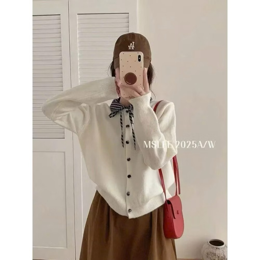 Áo len phối cổ sơ mi ke hàng QC 26991