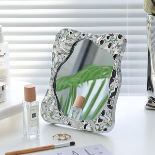 Gương Tròn Decor Hình Sóng Nước Đáng Yêu, Gương Trang Điểm Để Bàn Xinh Xắn LABY HOME