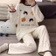 Bộ Đồ Ngủ Nữ Dài Tay Họa Tiết Gấu Chấm Bi (Cute Bear Wow) Dáng Rộng, Phong Cách Ulzzang Hàn Quốc