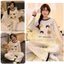 Bộ Đồ Ngủ Nữ Dài Tay Họa Tiết Gấu Chấm Bi (Cute Bear Wow) Dáng Rộng, Phong Cách Ulzzang Hàn Quốc