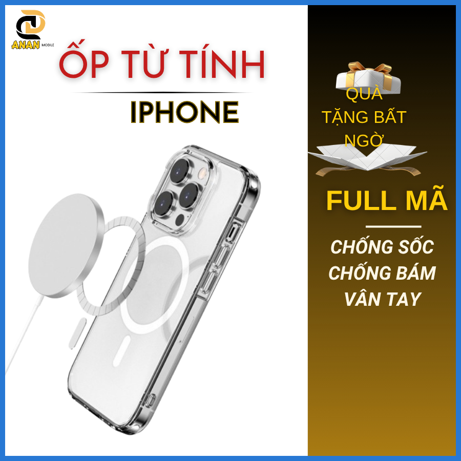 Ốp lưng IPHONE Trong suốt từ tính chống sốc - Hỗ trợ sạc không dây cho 11 12 13 14 15 16 pro max 14plus 15plus 7plus
