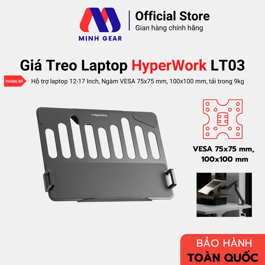 Giá treo laptop HyperWork LT03 - Hỗ Trợ 12-17 Inch, Chuẩn VESA 75x75mm ...