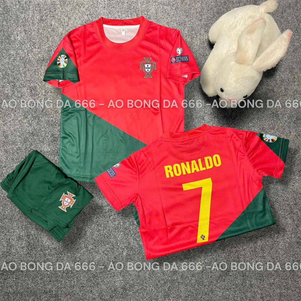 Áo Bóng Đá, Áo Đá Banh Trẻ Em Đội tuyển Bồ Đào Nhà In Ronaldo 2022  - Vải Mè Thái Cao Cấp..