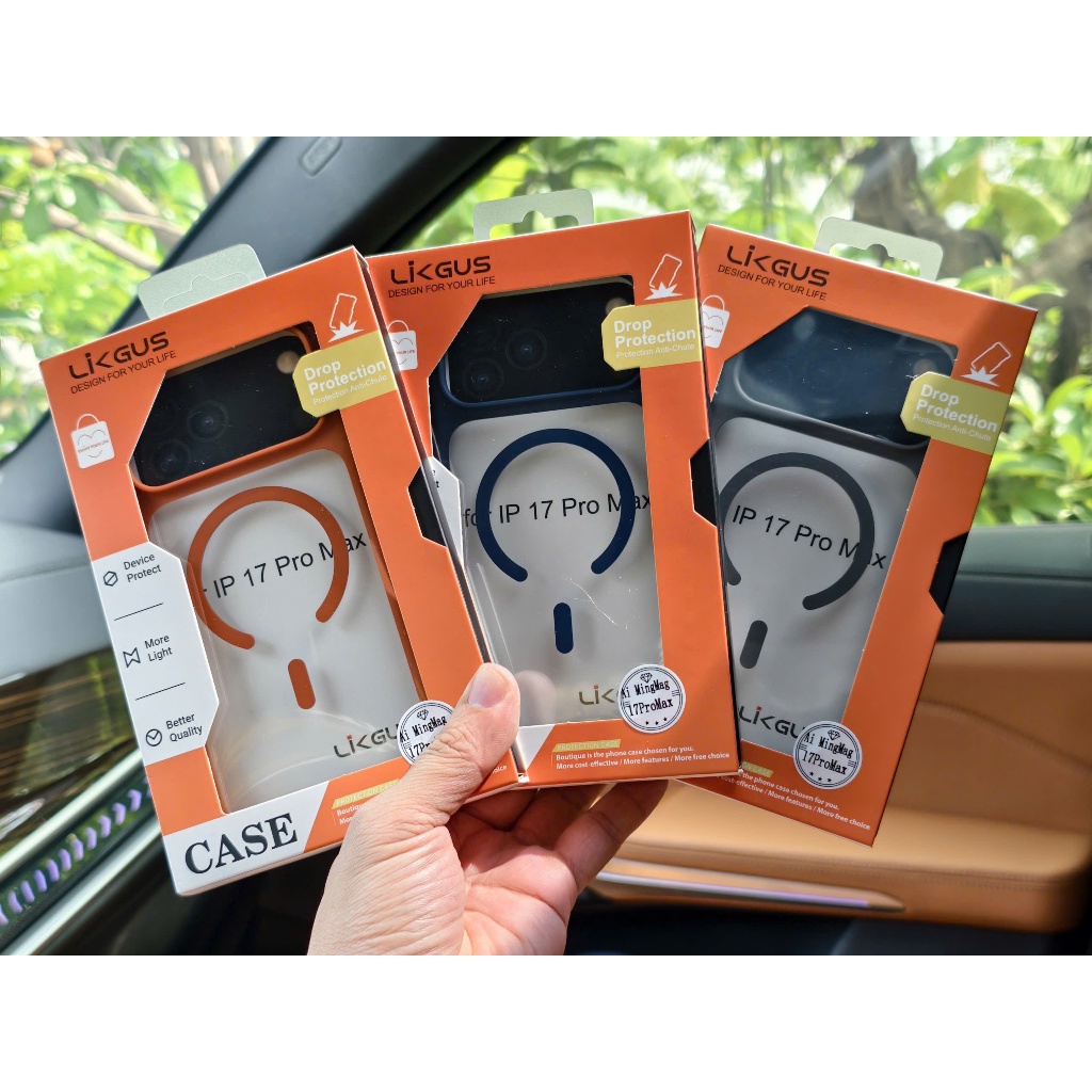 Ốp Likgus Magnetic có nút camera Control lưng trong viền màu cho IPhone 17Pro 17Promax