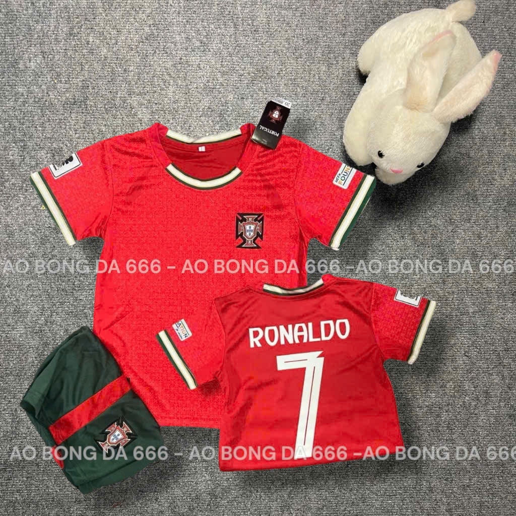 Áo Bóng Đá, Áo Đá Banh Trẻ Em Đội tuyển Bồ Đào Nhà In Ronaldo 2022  - Vải Mè Thái Cao Cấp..