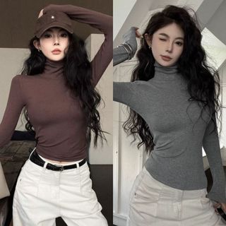Áo thun tăm nữ cổ lọ ôm body dài tay chất mềm mịn co giãn 4 màu mặc mùa đông VANISA CT477