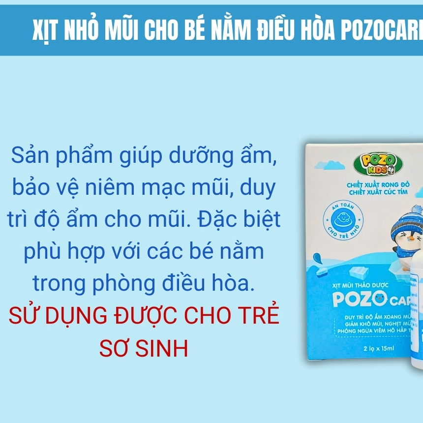 [HÀNG CTY + QUÀ] Xịt Mũi, Nhỏ Mũi Điều Hòa Cho Bé Và Người Lớn Pozocare, Xịt Mũi Rong Đỏ Pozo Giảm Ngạt Mũi, Sổ Mũi