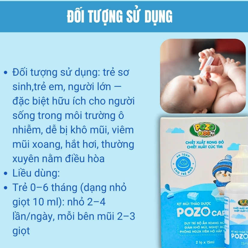 [HÀNG CTY + QUÀ] Xịt Mũi, Nhỏ Mũi Điều Hòa Cho Bé Và Người Lớn Pozocare, Xịt Mũi Rong Đỏ Pozo Giảm Ngạt Mũi, Sổ Mũi