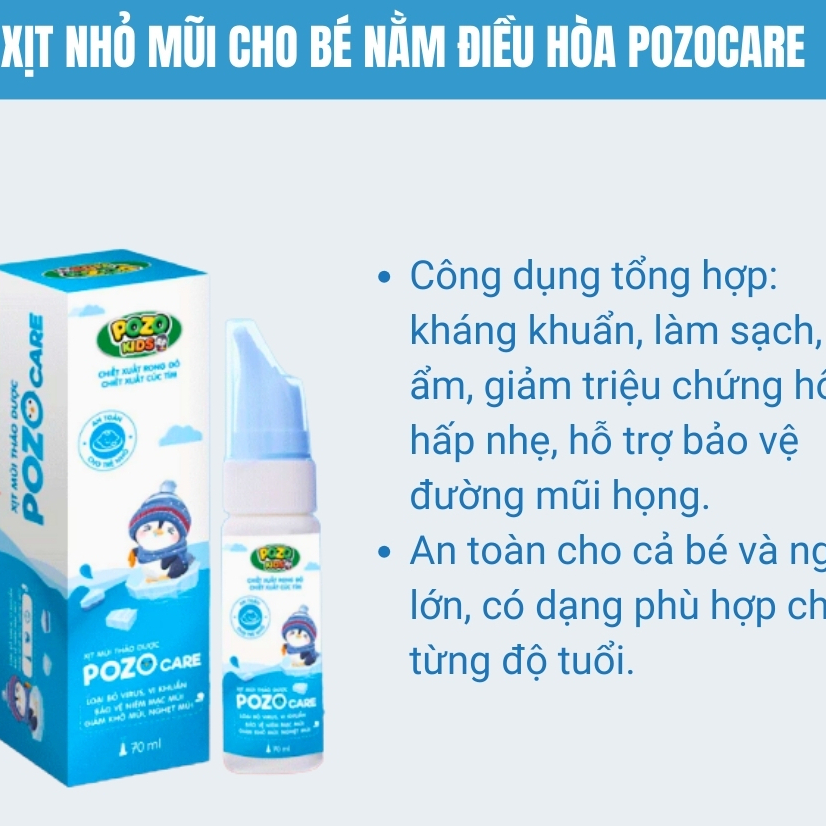 [HÀNG CTY + QUÀ] Xịt Mũi, Nhỏ Mũi Điều Hòa Cho Bé Và Người Lớn Pozocare, Xịt Mũi Rong Đỏ Pozo Giảm Ngạt Mũi, Sổ Mũi