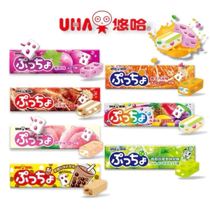 Kẹo Mềm Nhân Thạch Dẻo UHA Puccho Nhật Vị Trái Cây Cola Trà Sữa Thanh 10 Viên
