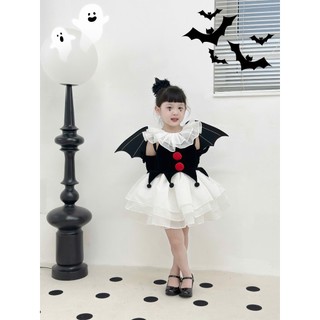 [ Tutuchan ] Đầm Hallowen thiết kế cho bé gái, cô hề ma quái đen trắng