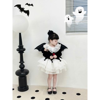 [ Tutuchan ] Đầm Hallowen thiết kế cho bé gái, cô hề ma quái đen trắng
