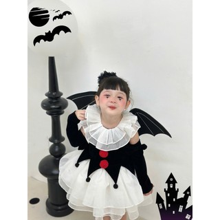 [ Tutuchan ] Đầm Hallowen thiết kế cho bé gái, cô hề ma quái đen trắng