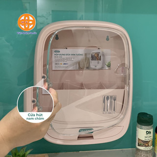 Hộp đựng đũa thìa dán tường 4 ngăn có nắp đậy Hokori Việt Nhật (MS:6788), Ống đũa có nắp treo tường