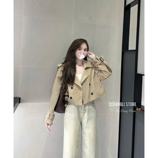 [A0.255] Áo Mangto Dáng Croptop Cổ Bẻ Hàng 2 Lớp Có Đệm Vai Chất Tuyết Gold Dày Dặn 3 Màu