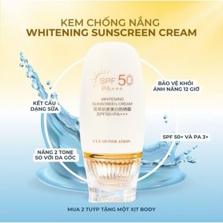Kem Chống Nắng SPF50+ PA+++, KCN Dành Cho Da Nhạy Cảm,Nâng Tone,Bảo Vệ Tối Ưu Chống Tia Cực Tím