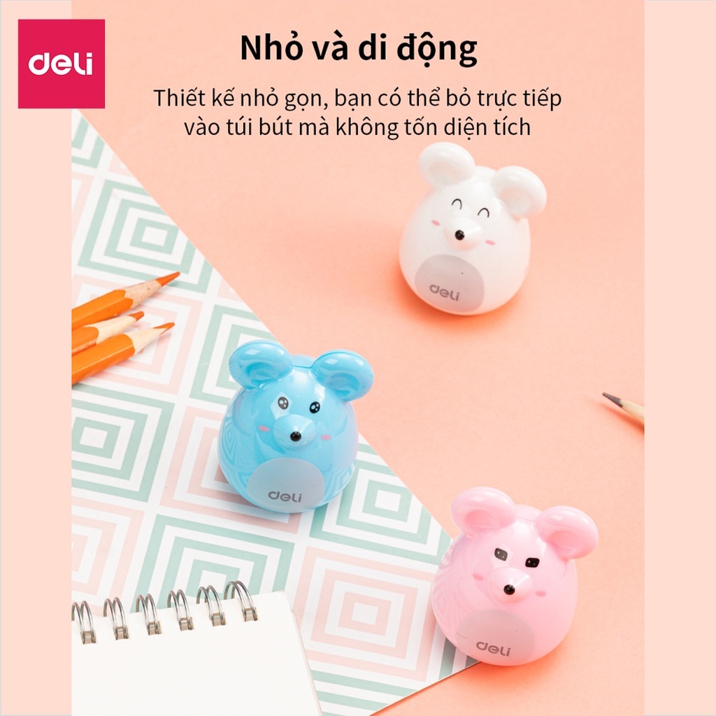 [Deli] Chuốt Bút Chì Hoạt Hình –Gọt Bút Chì, Chuốt Chì Học Sinh, Lưỡi Thép Không Gỉ Sắc Bén, An Toàn