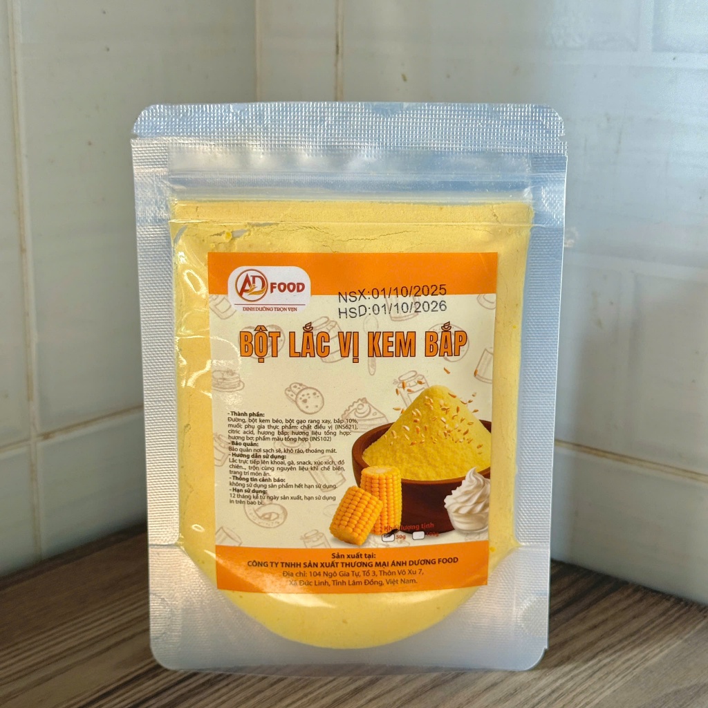 Gói nhỏ 50g bột lắc vị Kem Bắp ADFOOD dùng để lắc các món chiên, snack, khoai tây,làm sốt kem bắp