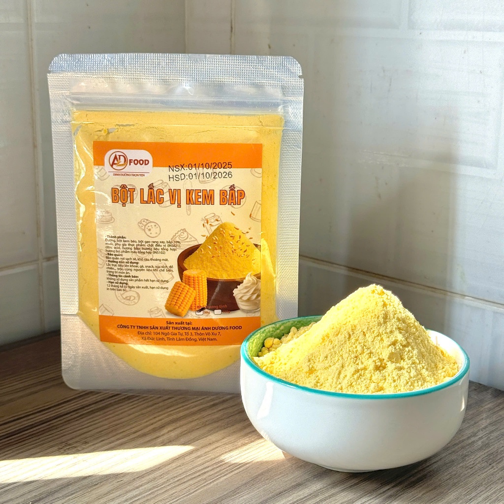 Gói nhỏ 50g bột lắc vị Kem Bắp ADFOOD dùng để lắc các món chiên, snack, khoai tây,làm sốt kem bắp