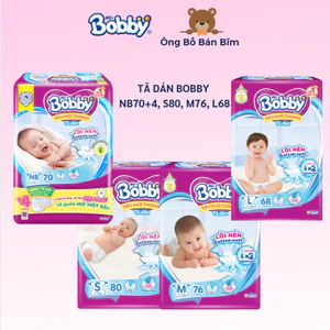 Bỉm tã DÁN BOBBY lõi nén Cotton-Soft đủ size (XS70)NB70/S80/M76/L68/NB36/S40 mới