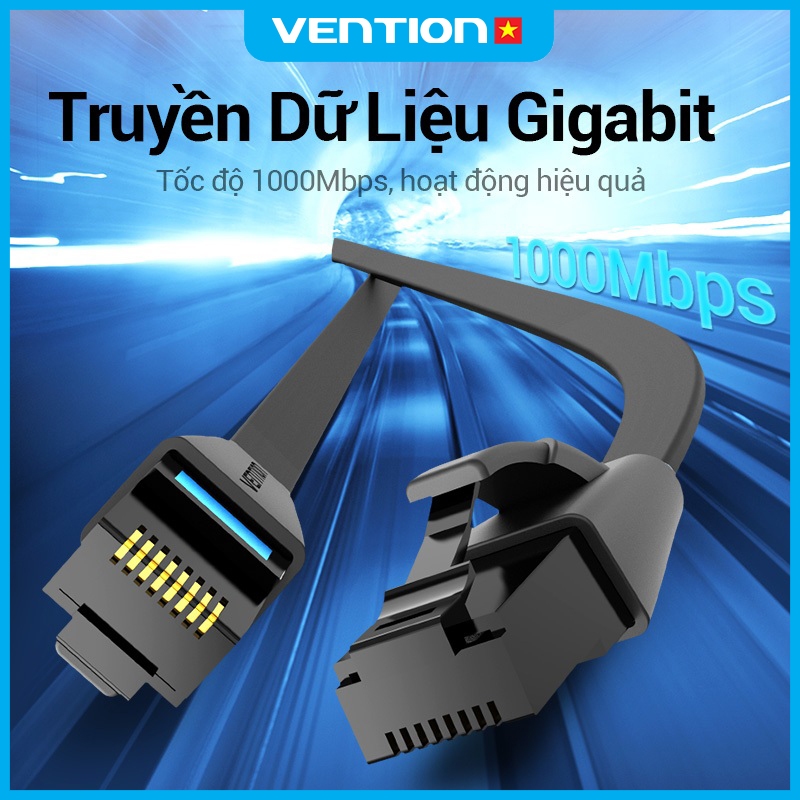 Cáp Mạng Cat6 Vention Phẳng Tốc Độ Truyền Tải 1000Mbps, Băng Thông 250MHz Vỏ Bọc PVC An Toàn Kết Nối Siêu Tốc, Dây Dẹt