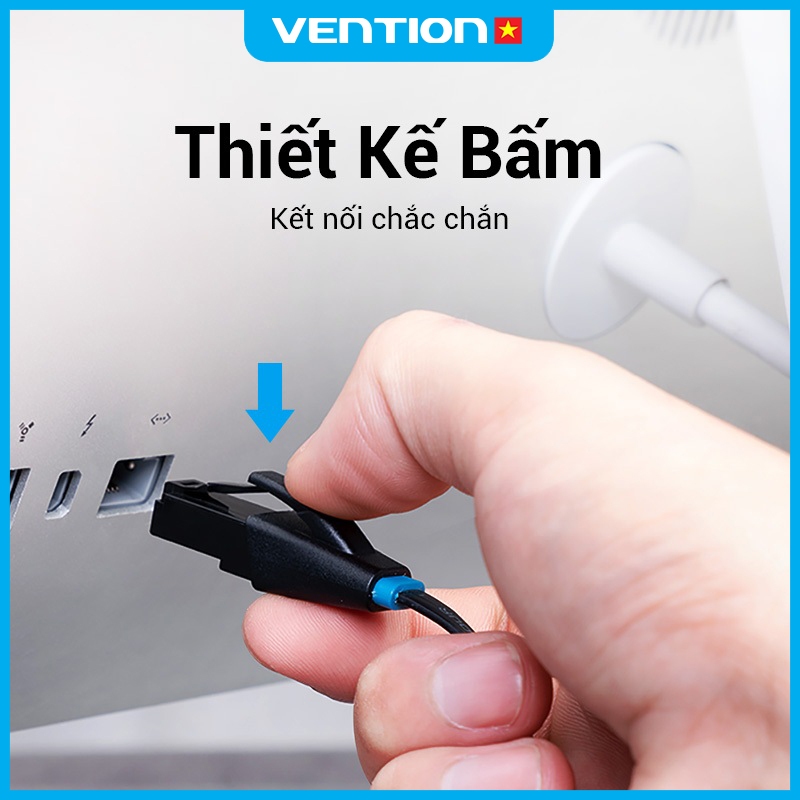Cáp Mạng Cat6 Vention Phẳng Tốc Độ Truyền Tải 1000Mbps, Băng Thông 250MHz Vỏ Bọc PVC An Toàn Kết Nối Siêu Tốc, Dây Dẹt
