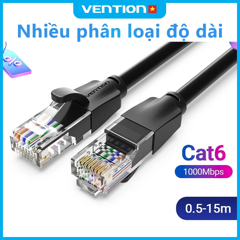Cáp Mạng LAN Cat6 Vention RJ45 Dây Mạng Tốc Độ Cao 1000mbps, Băng Thông 250hz Cho PC Laptop Tivi... Tốc Độ Đột Phá