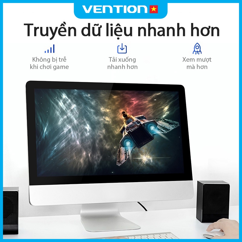 Cáp Mạng LAN Cat6 Vention RJ45 Dây Mạng Tốc Độ Cao 1000mbps, Băng Thông 250hz Cho PC Laptop Tivi... Tốc Độ Đột Phá