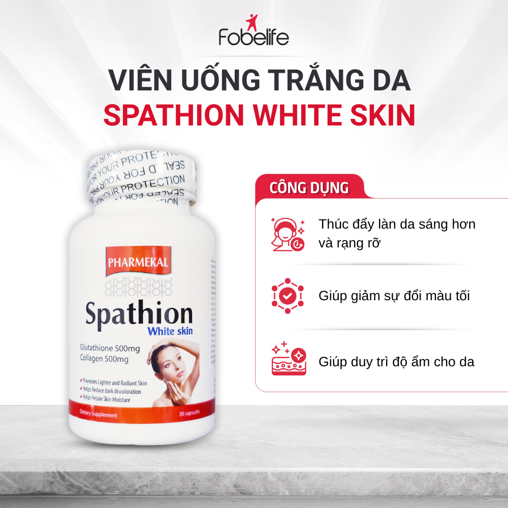 (Mỹ) Viên Uống Spathion Fobe Hỗ Trợ Làm Trắng Da, Dưỡng Ẩm, Làm Đẹp Da NN - Hộp 30v