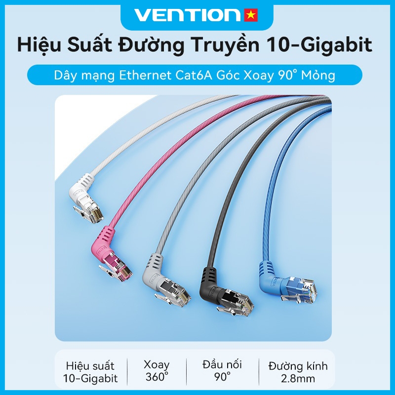 Cáp Mạng Cat6A Vention Cổng RJ45, 10Gbps Băng Thông 500MHz, Dây PVC 2.8mm Lõi Đồng Kết Nối Ổn Định Tốc Độ Intetnet Đỉnh