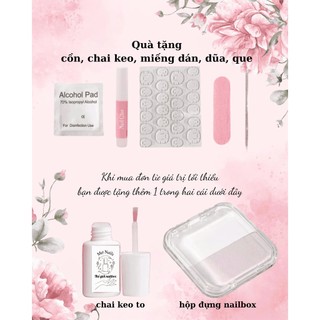 Nailbox Thiết Kế, Móng Úp, Móng Tay Giả Thạch Hồng Tím Hello Kitty P27