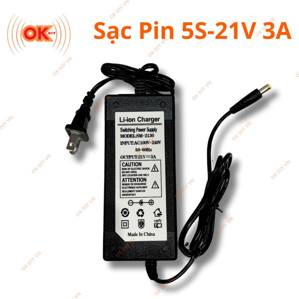 Sạc pin 5s - 21v 3A loại xịn đầy pin tự ngắt có báo đèn khi sạc ...
