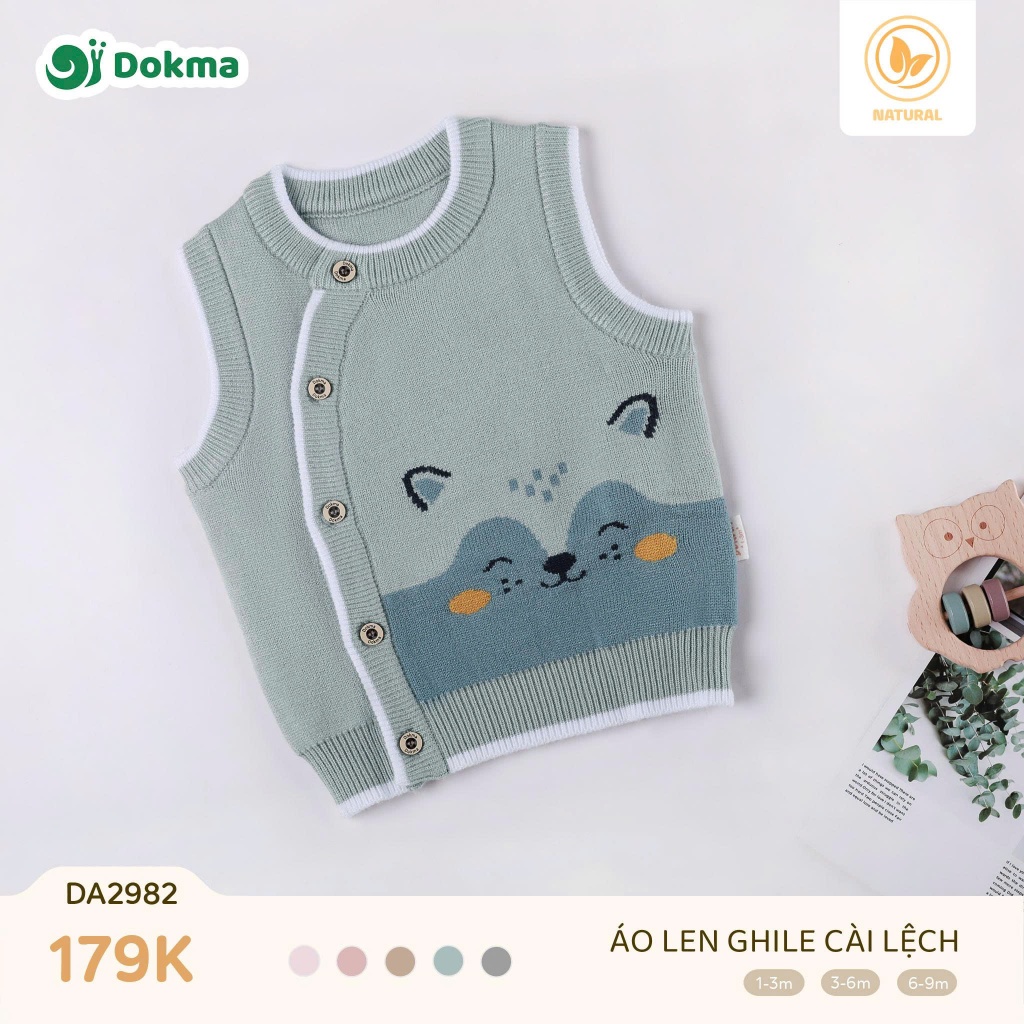 (1-9M; 4,5-8,8kg) Áo Gile Len Cho Bé Dokma DA1630 DA1632 DA1633 DA2261 DA2983 DA2980 DA2982 DA2262