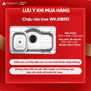 Chậu Rửa Bát Wonang WKJ08551 Inox 304 Nhập Khẩu Hàn Quốc Chính Hãng Bảo Hành 5 Năm