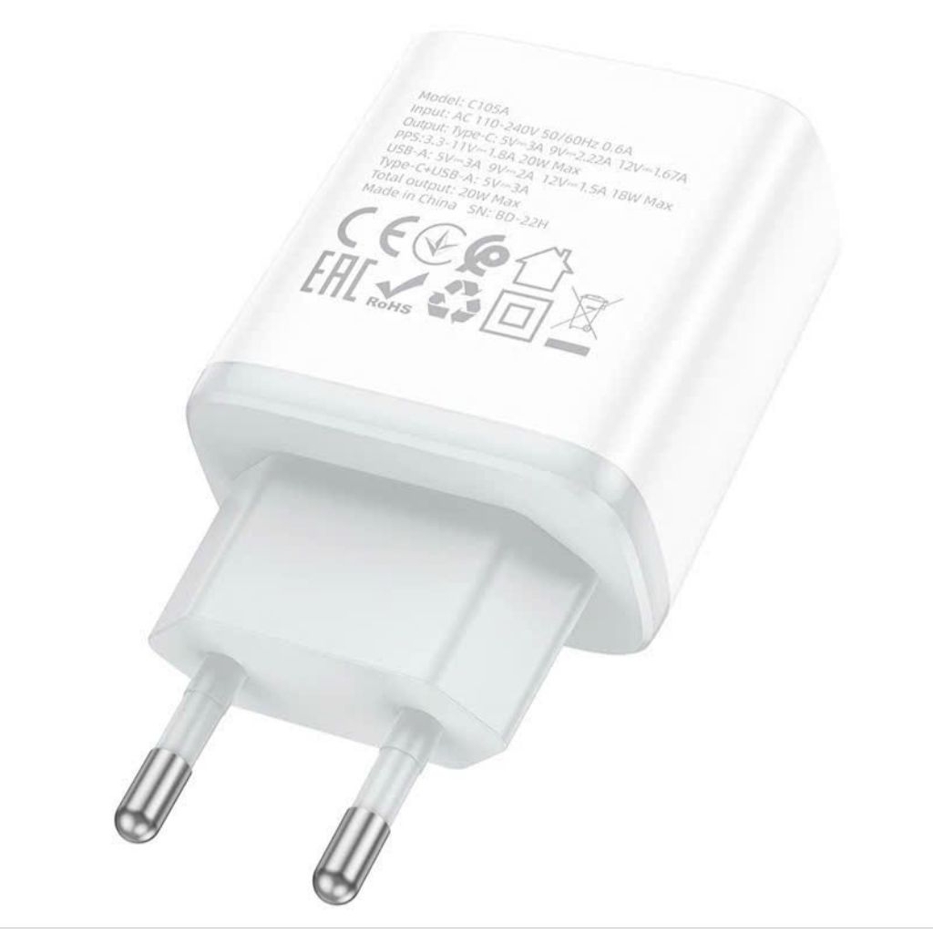 Củ sạc nhanh Hoco C105A sạc nhanh 20w thiết kế cổng sạc đa dạng.