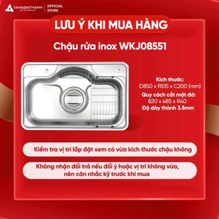 Chậu Rửa Bát Wonang Tân Á Đại Thành WKJ08551 Inox 304 Nhập Khẩu Hàn Không Kèm Hộc Phụ