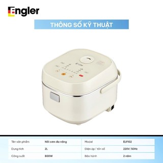 Nồi cơm điện đa năng Engler EL9102 dung tích 2L, Công suất 800W, Đa chức năng nấu, nấu cơm chín đều