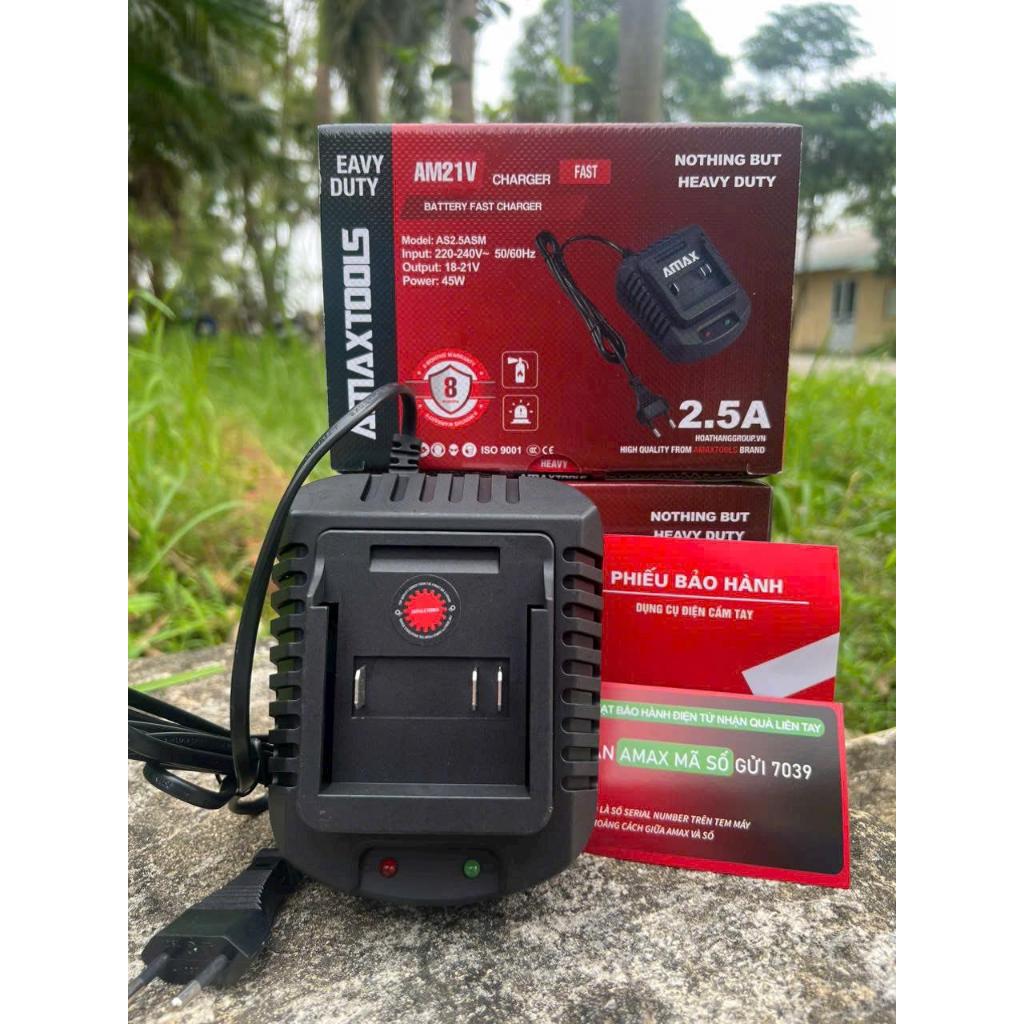 AMAXTOOLS Sạc P nhanh 16-20V AMAXTOOLS dòng sạc 2.5ah- 3.5ah- 4.5ah- sạc đôi s45, BẢO HÀNH 8 THÁNG