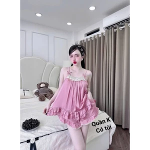 Set đồ ngủ 2 dây lụa Latin nữ freesize mặc mát 54kg. - CN152
