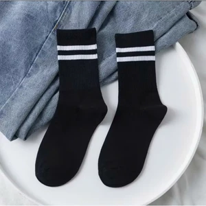 10 đôi tất đen trắng sọc kẻ cấp Unisex cổ cao - cổ lỡ - cổ thấp chất liệu cotton mềm mại