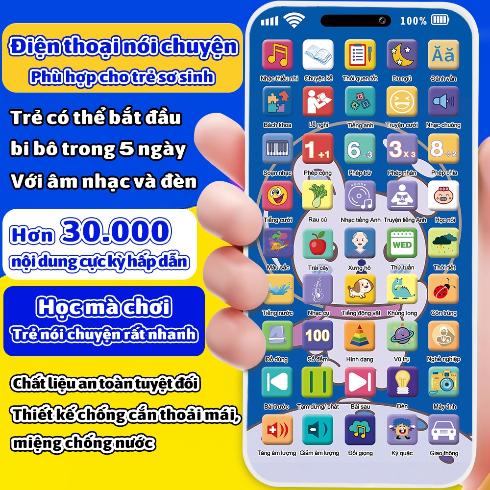 Điện Thoại Giả Cho Trẻ Em 45 Phím – Học Mà Chơi Với Nhiều Chủ Đề Học Tập & Giải Trí, Thiết Kế Chống Cấn